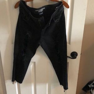 American Eagle black destroy Jegging crop